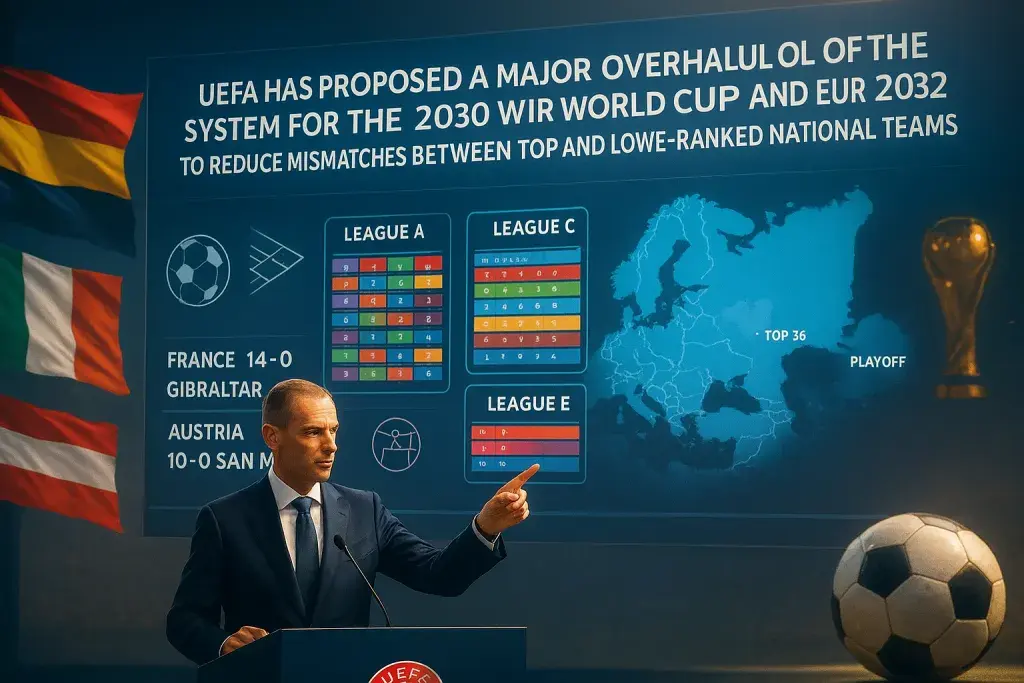 <div class="content">UEFA has proposed a major overhaul of the qualifying system for the 2030 World Cup and Euro 2032 to reduce mismatches between top and lower-ranked national teams.