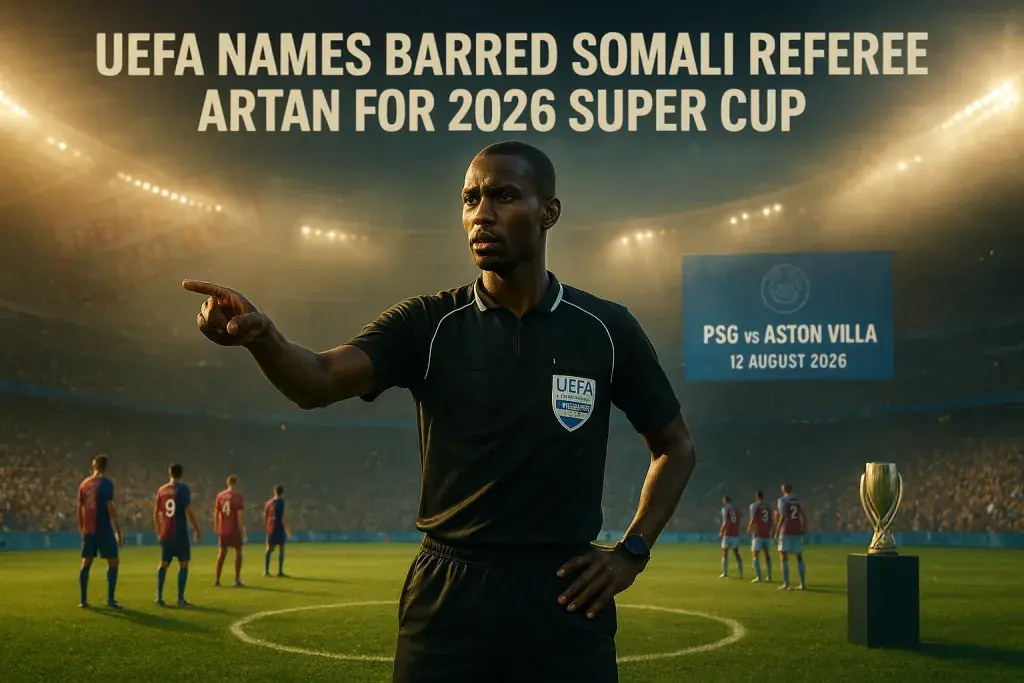 UEFA names barred Somali referee Artan for 2026 Super Cup